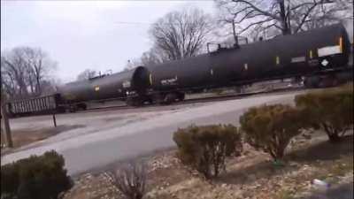 Louisville Kentucky train accident in 2015. A white Camry attempts to cross the tracks while a train is oncoming. Here’s two different angles of the accident. 3 of the 4 occupants died. One of them was the driver.