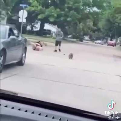 to take a picture and run from a raccoon