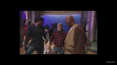 The exact moment Samuel L. Jackson asked George Lucas for a purple lightsaber is on camera and I’ve never seen it?? I’m overwhelmed