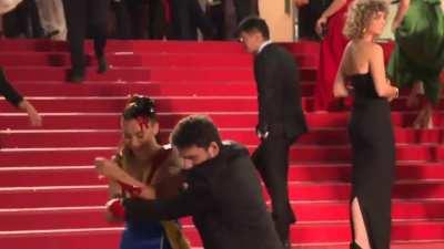 Ukrainian Women douses herself in fake blood