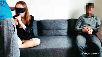 Wife Fucks Stranger and Cum Kissed Tied Husband