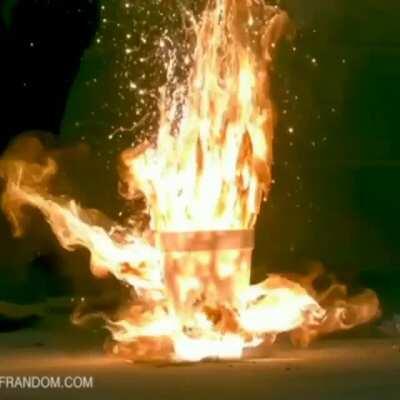 Burning steel wool in oxygen inside a styrofoam cup.