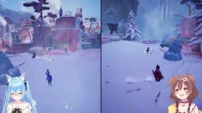 Korone & Lamy's CUTE Snowball Fight