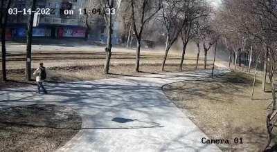 The moment of the missile hit in Kurenivka, a neighborhood in Kyiv, Ukraine's Capital.