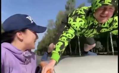 Dancing on a moving car