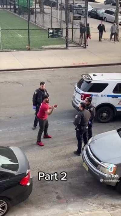 Woman swings a bat around before being apprehended by police. A NYer shares his play-by-play.