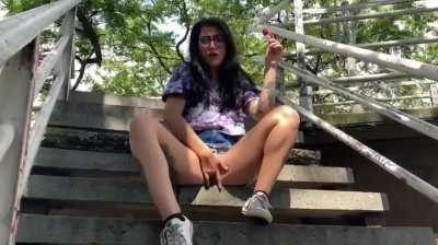 Lollipop on The Stairs as People Walk By