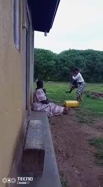 Man hits a woman and child for no reason