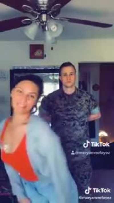 Oohrah. Hes a marine.