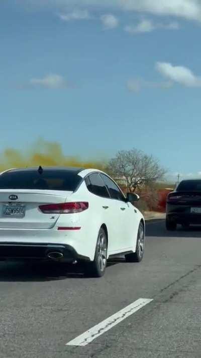 2/14/23 Overturned truck in Tucson Arizona leaking nitric acid which is extremely toxic.