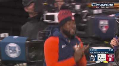 [Highlight] [Highlight] The Astros' get the final out for the 2nd ever no-hitter in a World Series!