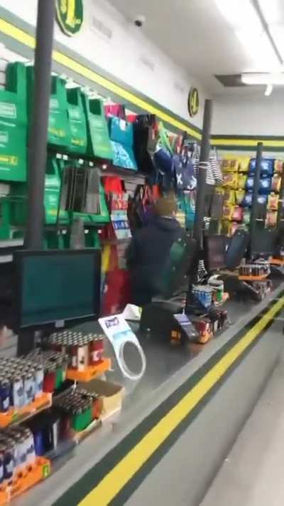 Cashier goes insane dumping customer’s bag