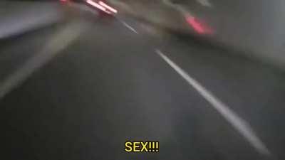 Japanese guy runs through tunnel screaming sex