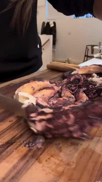 Controversial and crafty culinary curator concocts a calamari creation