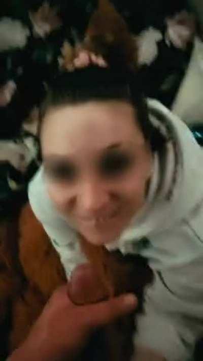 quick, cum on my face, while i fondle your balls :3