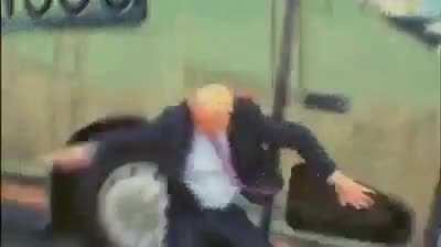 Dream sequence of Trump being served