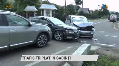 Dangerous junction live news reporting caught a crash on live