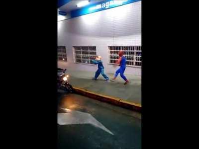 what do you guys think of a Tyler clip where 3 fictional characters accidentally run over 1 motorcyclist and then start dancing to cheer him up would you think it cool i would thanks and you tell me