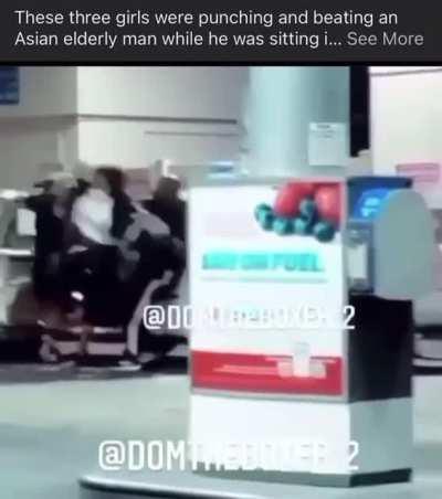 Three girls beating on old Asian man get taught a lesson