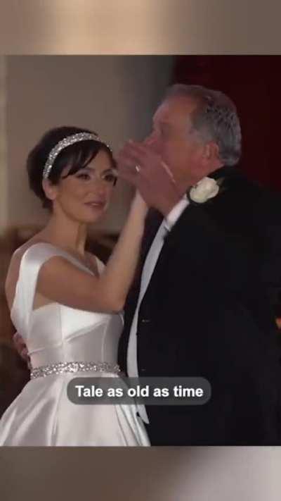 Bride has father and daughter dance to an old video of them singing and dancing to Beauty and the Beast.