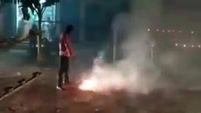 WCGW standing infront of fireworks