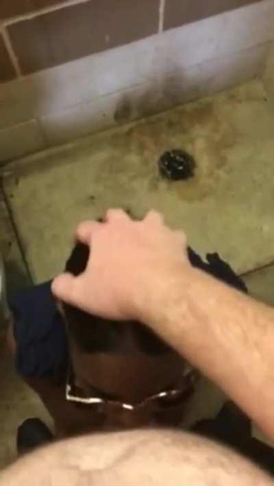 Public blowjob and cumming on her black tits