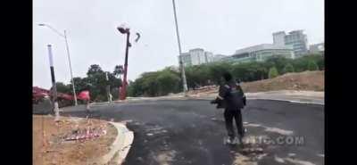 Workers over extend a boom lift with weight beyond it’s maximum load capacity. They’re saved by their fall arrest harnesses.