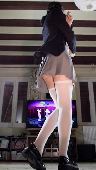 Forever a dance upskirt provider, this time in a sluty schoolgirl outfit to dance on Baby one more time