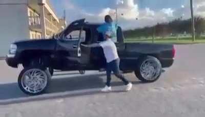 Idiot outside of car?