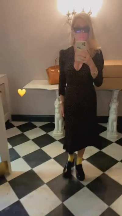 Polkadot dress cleavage