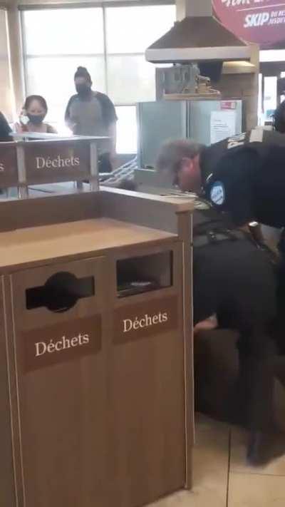 As of today, masks are mandatory in all indoor public places in Quebec, Canada. This man thought he was above the law and refused to put one and also refused to leave when the police asked him to.
