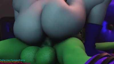 Futa Raven riding Futa Beast Girl (Pixel-Perry) [DC]