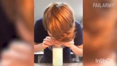Using a roll to drink milk