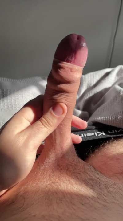 As requested, my massive tip getting pulled all the way back and even some precum, lucky you 😉