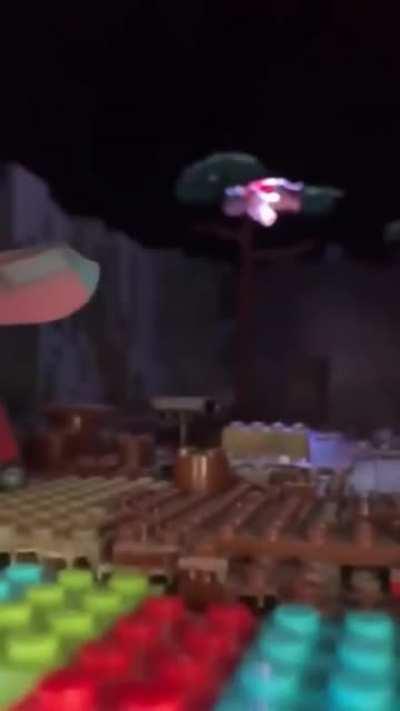 A lego art installation with multiple rooms.