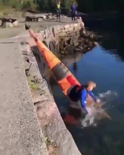 here's how not to enter the water with a canoe