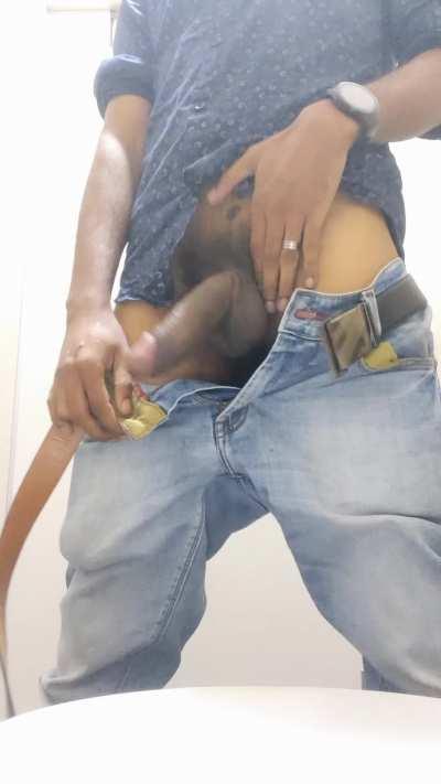 Bathroom breaks in office to tease you ;)