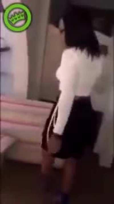 The girl was caught cheating. She got all her things packed in a gift to leave the house for her birthday