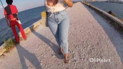 Showing boobies to the fisherman