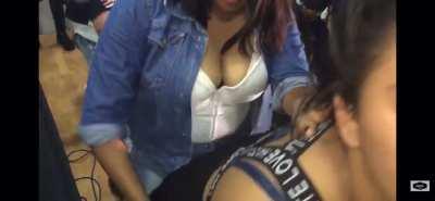 Dancing on her friend 