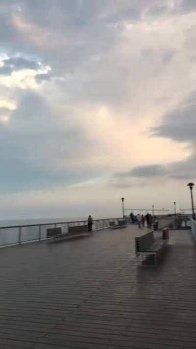 This is from awhile back but I couldn’t help but wonder why the sky is like that. They was nothing happening inthe Sky, so I thought it was extremely weird why there were these geometric lines that form the cloud.