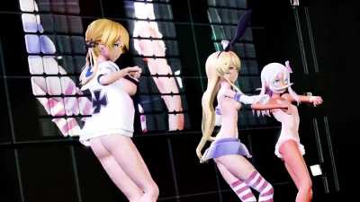 Shimakaze, Prinz & Ro500 - STEP [MMD R18] 
