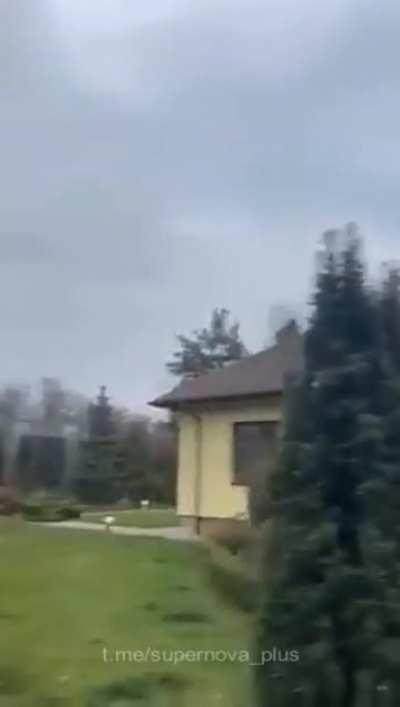 Russian missile intercepted on film right over the person's head. Said to be over Kyiv from earlier this morning