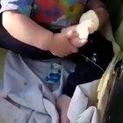 Well, that's one way to eat ice cream.