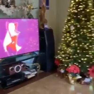 grandpa having the time of his life.