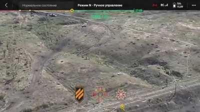 UA POV: Russians retreating from Andriivka are targeted by artillery including cluster munitions. Work of the 3rd Separate Assault Brigade and Ochi drone unit.