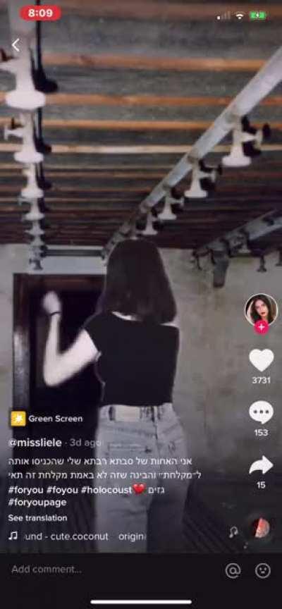 This girl switching things up from the usual cringe with a gas chamber reenactment musical