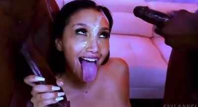 Vicki Chase can’t resist two BBCs cumming on her face