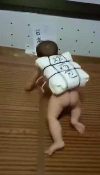 Average preschool education in China be like.炸药包：dynamite，日本：Japan