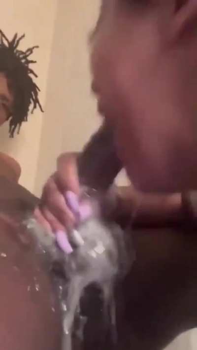 She made a mess all over dick(sloppy blowjob)